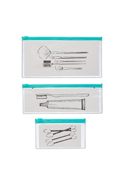 OEM Σετ ταξιδίου για είδη προσωπικής υγιεινής, 3 τεμάχια, Διαφανές/Τυρκουάζ