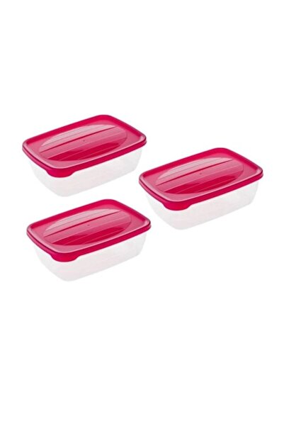 OEM Σετ Διαφανών Δοχείων Τροφίμων με Φούξια Καπάκι, 3 τεμάχια, 2L, 20x12x8εκ.
