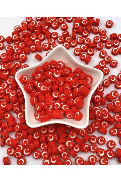 ella'nın çarşısı 100 Pieces Polymer Fimo Turkish Flag Figure Beads Flag Fimo ...