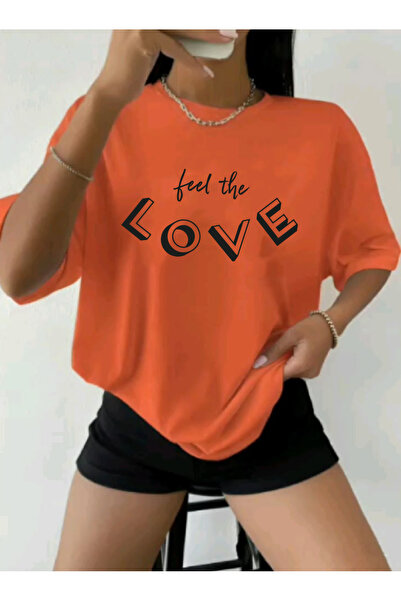 SUNFREE Γυναικείο κοντομάνικο μπλουζάκι LOVE με στάμπα Oversize για το καλοκαίρι