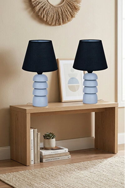 Lambazade Verzade Model Gray Wooden Body 2-Piece Black Headboard Lampshade