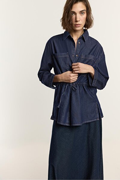LEFTIES İpli hafif denim gömlek