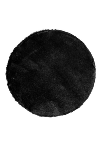 OEM Στρογγυλό Μαξιλάρι Καρέκλας, Απομίμηση Γούνας, Μαύρο, 38x3εκ.