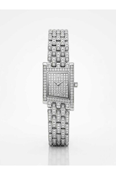 LOLLY STORE Women's wristwatch rectangle shape fully inlaid silver