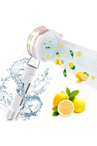 HolaFolks Κεφαλή ντους με βιταμίνη C HolaFolks, πλαστική, λευκό/ροζ, 27,4 x 9...