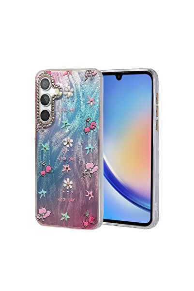 Hatreds Samsung Galaxy A34 5G Uyumlu Telefon Kılıfı Aynalı Desenli Kapak