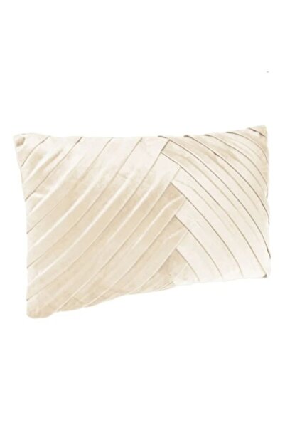 OEM Διακοσμητικό Μαξιλάρι, Βελούδινο με Ανάγλυφο Σχέδιο, Εκρού, 50 x 30 x 10 εκ.