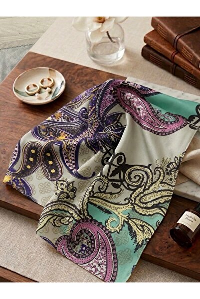 Mavi Masal Γυναικείο φουλάρι με έθνικ σχέδια, πολύχρωμο σατέν