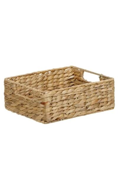 OEM Καλάθι Αποθήκευσης από Υάκινθο του Νερού με Λαβές, Καφέ, 25x20x9εκ.