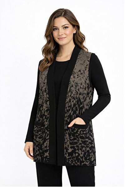 Uludağ Triko Γυναικείο πλεκτό γιλέκο Mother με σχέδιο χιονιού BGL-ST05301