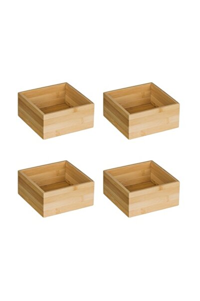 Wonderland Σετ Διακοσμητικά Κουτιά, Μπαμπού, Ξύλο, 4 τεμάχια, 15x15x7 εκ.