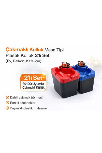 EFA Çakmaklı Küllük 2'li Set-Masa Tipi Plastik Küllük