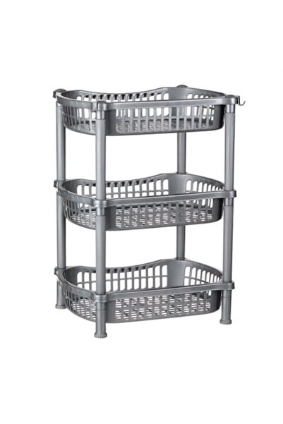 OEM Ράφι Κουζίνας ή Μπάνιου, 3 Επιπέδων, Πλαστικό, Γκρι