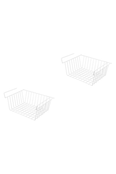 OEM Σετ 2 κρεμαστών μεταλλικών ραφιών, λευκά, 32 x 26 x 15 εκ.