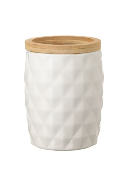 Wonderland Θήκη Οδοντόβουρτσας Κεραμική, Λευκό/Μπαμπού, 8,5x11 εκ.