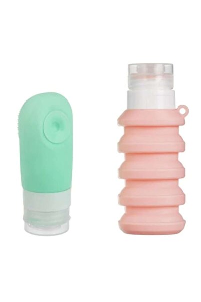OEM Set of 2 Travel Bottles, Silicone, Pink 60ml and Green 100ml