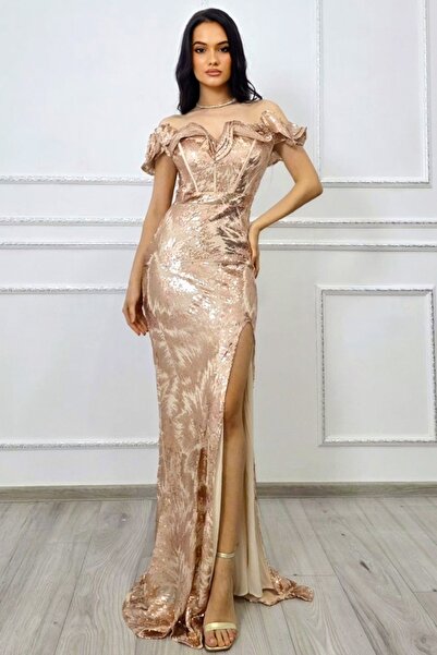 FashionForYou Βραδινό φόρεμα Velary, σε γραμμή γοργόνας με σχέδιο υψηλής ραπτ...