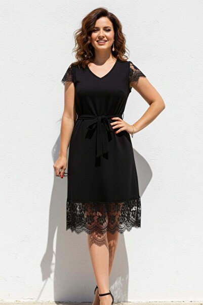 Mossta Φόρεμα Aerobin με λαιμόκοψη V, κοντά μανίκια, λεπτομέρεια σε σχήμα φύλ...