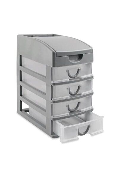 OEM Συρταριέρα γραφείου με 4 συρτάρια, πλαστική, γκρι, 15x22x26εκ.
