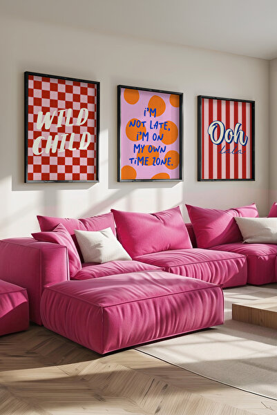 STARYUNA Σετ τριών τραπεζιών με μαύρο ξύλινο πλαίσιο, τυπογραφία και ρετρό σχ...