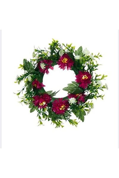 Wonderland Ανοιξιάτικο στεφάνι λουλουδιών, λευκό και μωβ, 24 εκ.