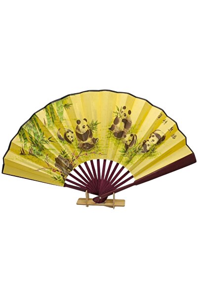 Dünyadan Hediyeler Çin Bambu Keten Kumaş Yelpaze CK03 Büyük Boy 60cm No.3