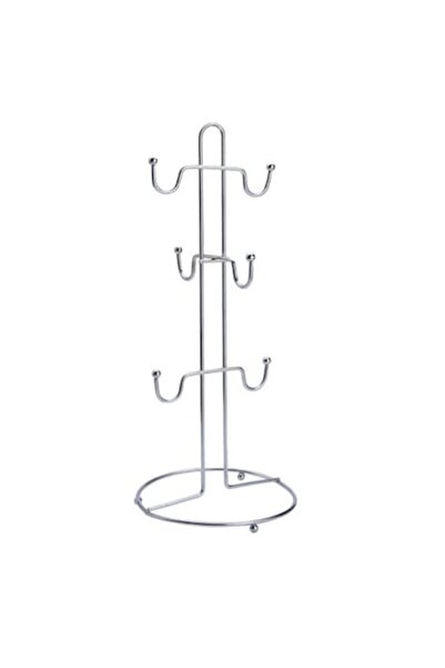 OEM Organizer for mugs and cups, 6 slots, metal, silver, 15 x 34 cm