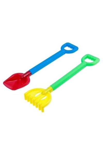 ANTBRO Set lopețiță și greblă pentru plajă, 34 cm – Plastic colorat, rezisten...