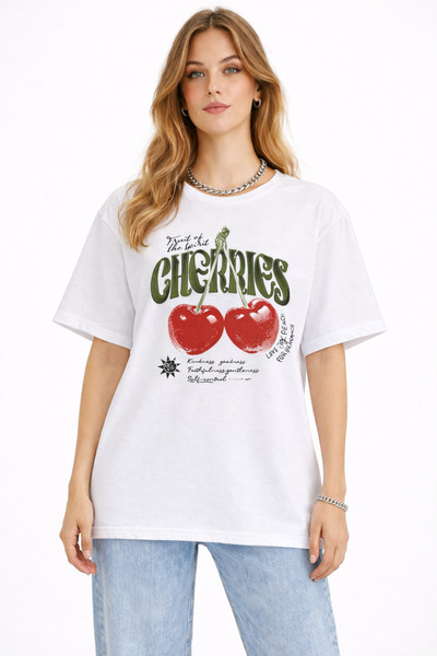 Lizbon Style Women's Oversize 100% Cotton Basic T-Shirt Comfortable Fit Print...