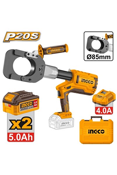 Ingco Presă hidraulică pentru tăiat cabluri 85 mm cu 2 baterii CRCLI 2005