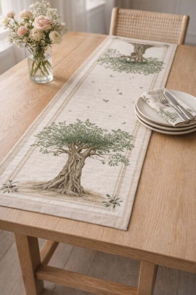 dekomall home & living Olive Trees Cotton Runner 50*150 Cm-Runr016