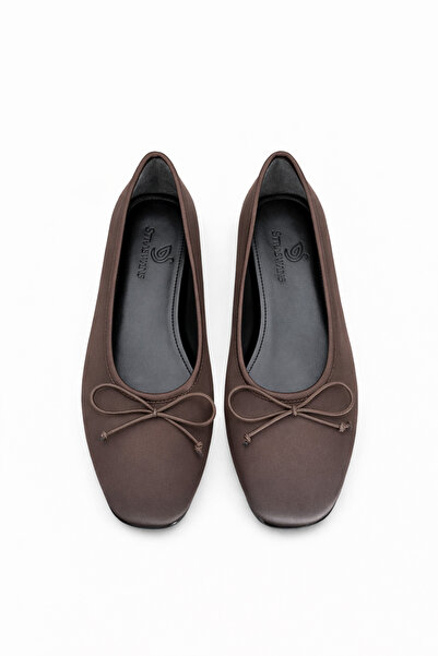 STRASWANS Γυναικείο φιόγκο Galo με λεπτομέρεια από σατέν, σε καφέ χρώμα