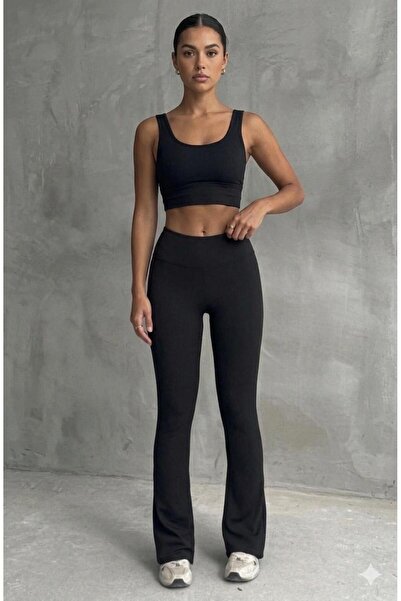 glanour Γυναικείο παντελόνι κολάν με ψηλή μέση και ισπανικό στυλ