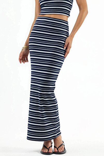 Hiccup BUSEM Ψηλόμεση Ριμπάνα Μάξι Φούστα με Ρίγες