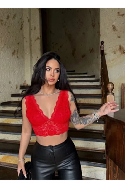 Modayakamoz Δαντελένιο Σουτιέν Μπραλέτ με λαιμόκοψη V και τιράντες, Κομψό, Ελ...