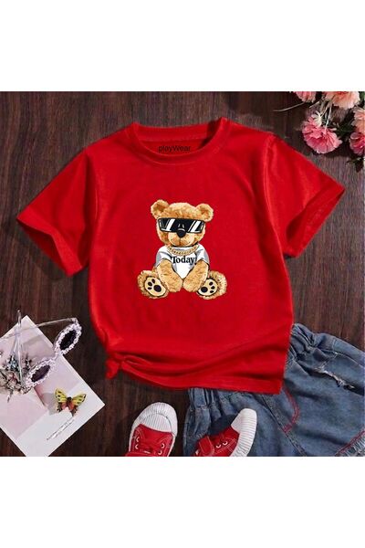 playwear Σήμερα Παιδικό unisex μπλουζάκι με στάμπα αρκουδάκι, 100% βαμβακερό,...