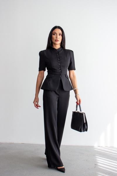 Narin Studios Σετ από μαύρο σακάκι Hakim Yaka Lugo με περιτυλιγμένο σχέδιο κα...