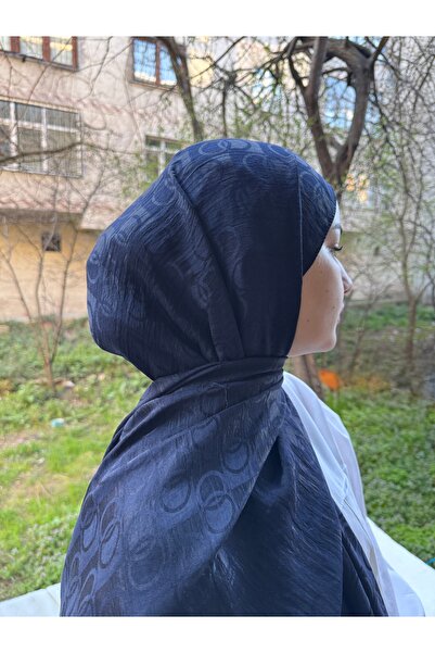 shalby Tesettür Pamuk Yumuşak Dokulu Loop Desen Jakar Şal Lacivert