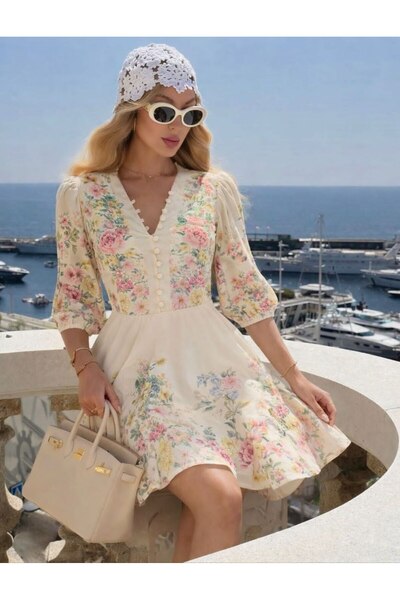 S&A Collectionn Γυναικείο λινό φόρεμα με γιακά, κουμπιά μπροστά, μισό μανίκι,...