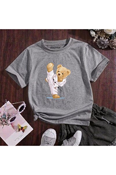 playwear Παιδικό unisex μπλουζάκι Kareteci Bear με στάμπα, 100% βαμβακερό, με...