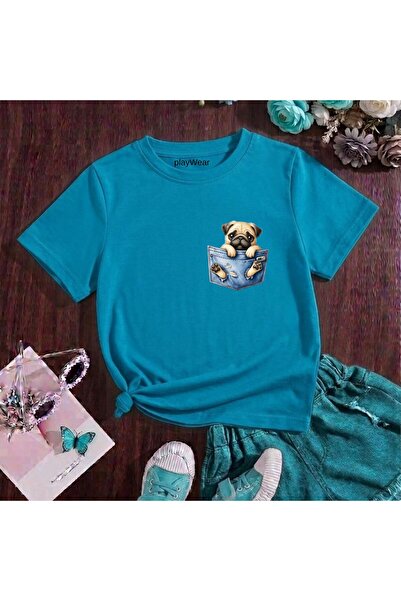 playwear Παιδικό unisex μπλουζάκι με στάμπα σκύλου στο στήθος, 100% βαμβακερό...