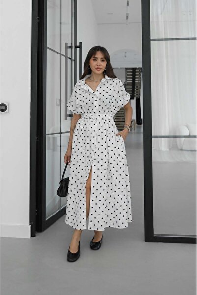 Havoş Λευκό φόρεμα Solaro με πουά