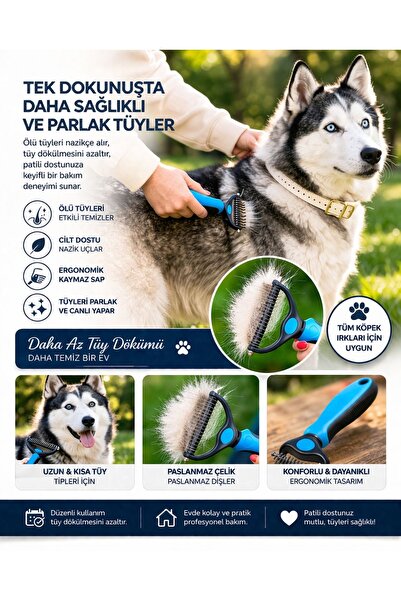 HAYHAYPETSHOP Kedi Köpek Tüy Toplayıcı Tarak Profesyonel Kıtık Açıcı Tüy Temi...