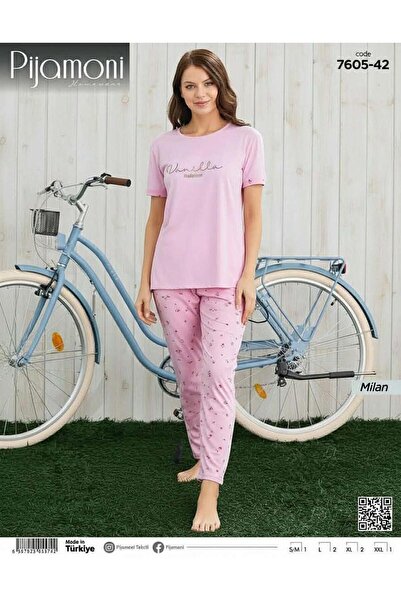 Pijamoni Γυναικείο σετ πιτζάμες Milan με λαιμόκοψη και κοντό μανίκι 7605/42 -...