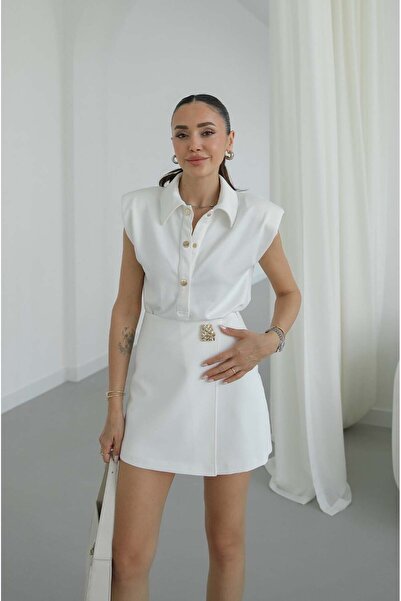 Havoş Ecru Snap Button Padded Bodysuit