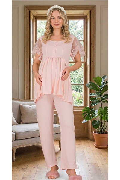 Lohussa Νέα σεζόν Σετ πιτζάμες εγκυμοσύνης από βαμβάκι με δαντέλα και λεπτομέ...