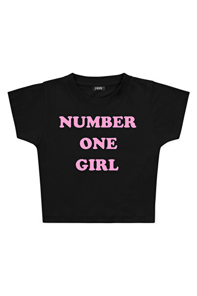 3 ROPE Μπλουζάκι Baby Tee με στάμπα Number One Girl