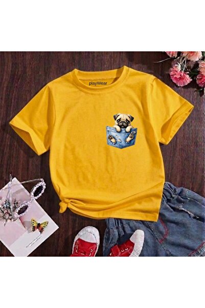playwear Παιδικό unisex μπλουζάκι με στάμπα σκύλου στο στήθος, 100% βαμβακερό...