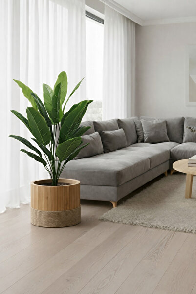 BLACK PEARL Bambu ahşap ayaklı saksı gizleyici sepet