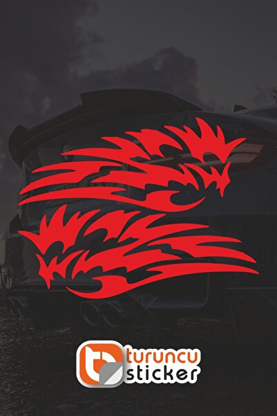 Turuncu Sticker ملصق طقم الأجنحة (يمين-يسار) مقاس 17x7 سم - ملصق للسيارة - ال...